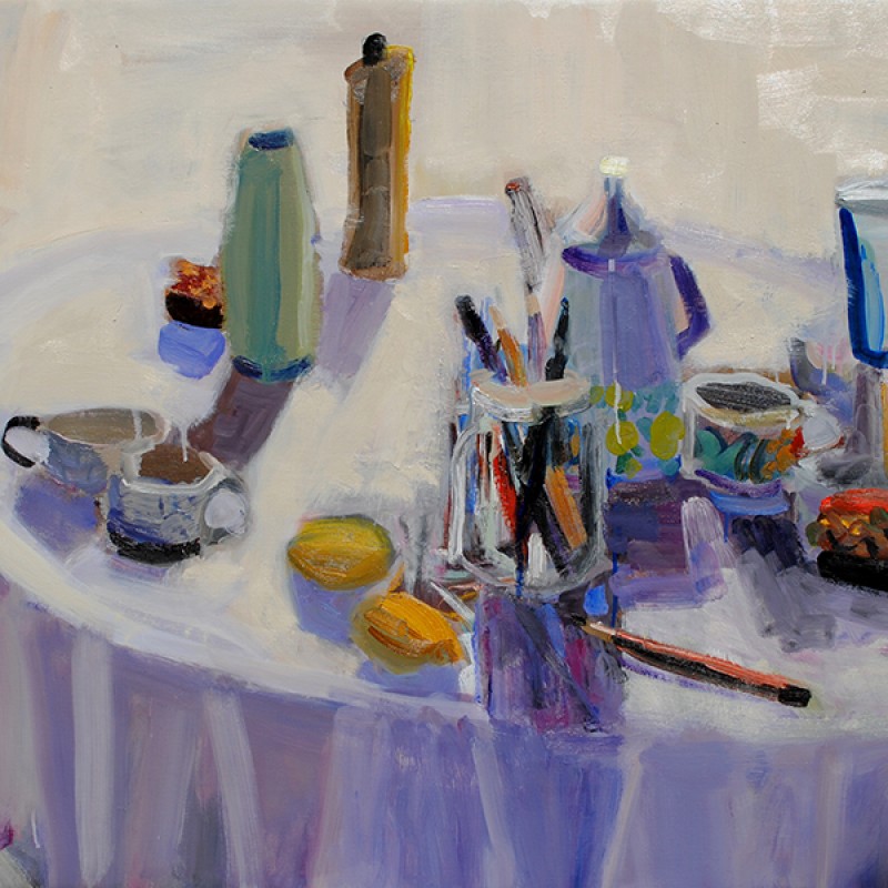 White Tablecloth and Pen Jar