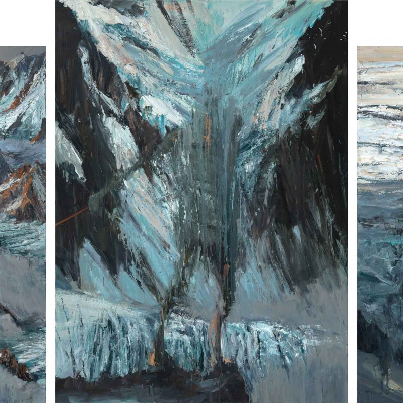 Figure in a Dissolving Landscape [Triptych]