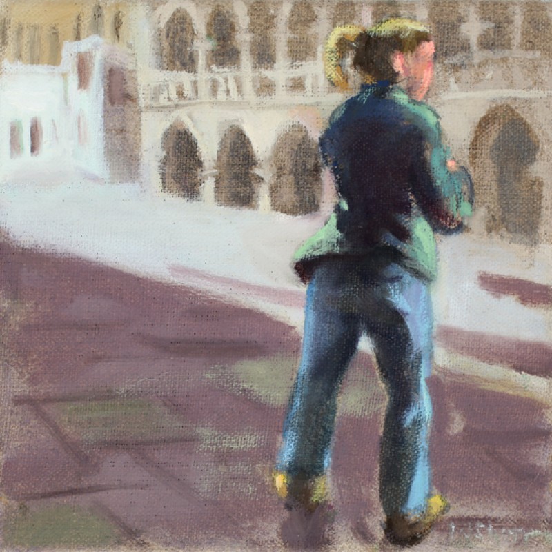 Girl in Green on the Piazza