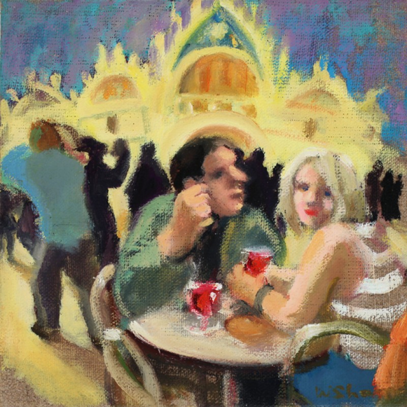 Tourists with red wine