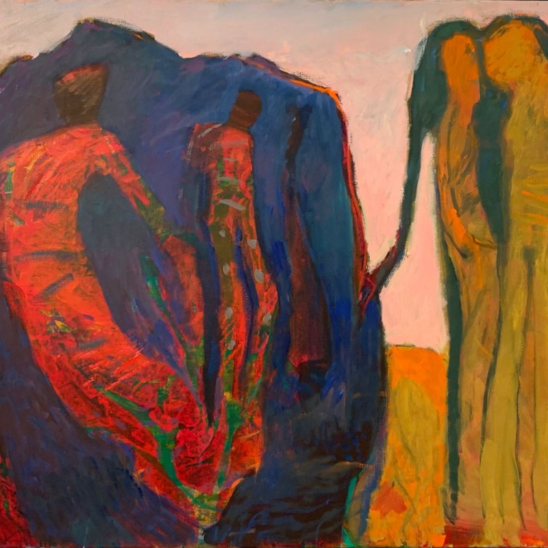 Figures with Blue Hill