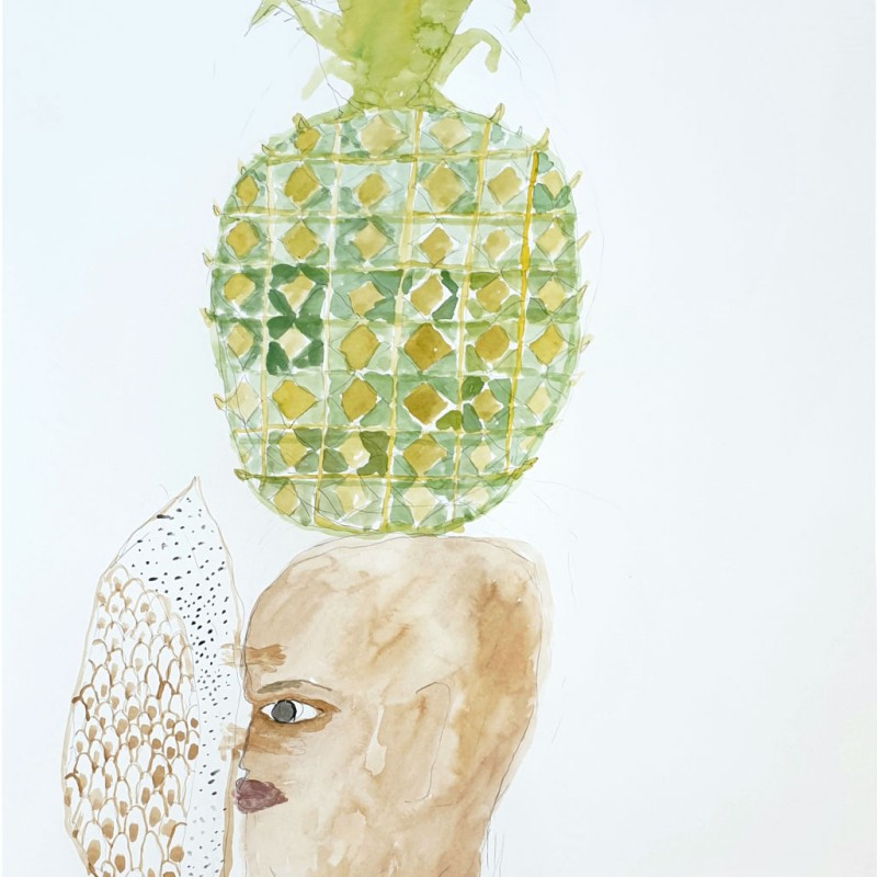 Untitled [Head and Pineapple]