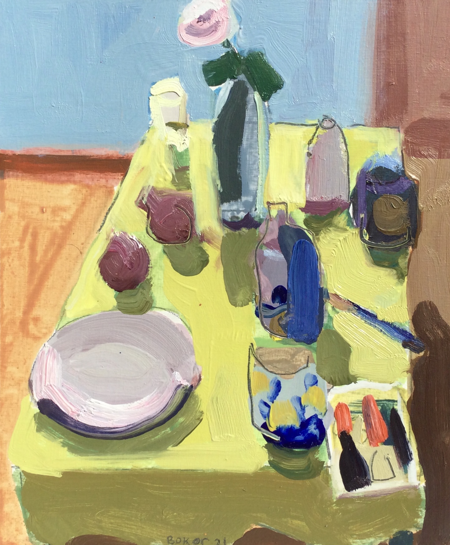 John Bokor, 2021, oil on board, Still life