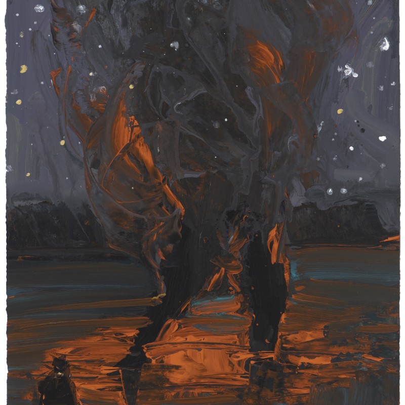 Figures and Fire at Night