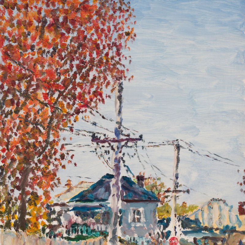 Telegraph Poles and Autumn Tree, Katoomba
