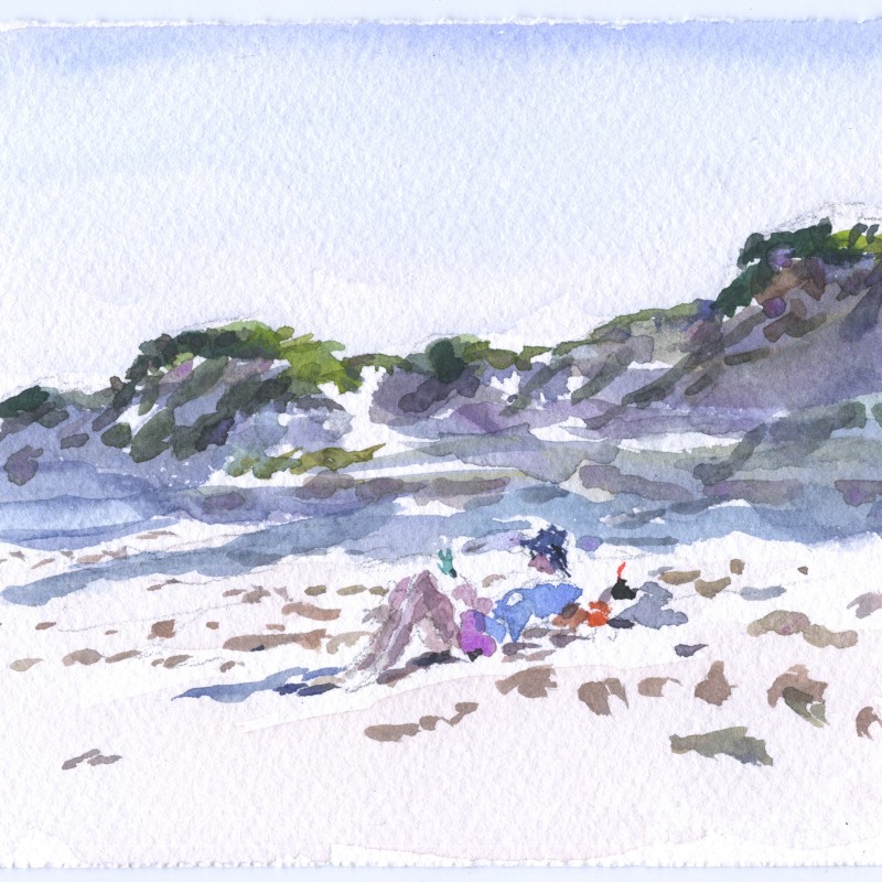Jan reading at One Mile Beach