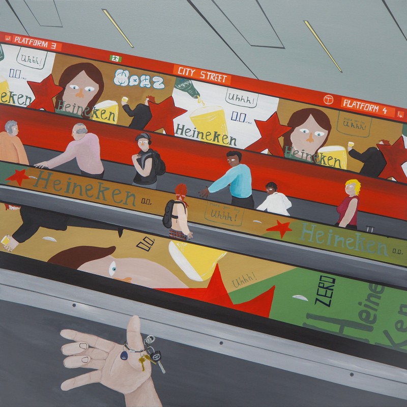 Train station escalators